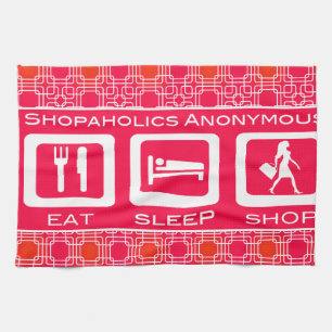 Pink Funny Shopaholic Eat Sleep Shop Award Geschirrtuch