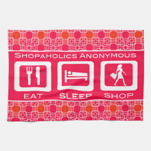 Pink Funny Shopaholic Eat Sleep Shop Award Küchentuch