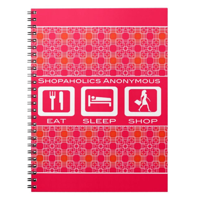 Pink Funny Shopaholic Eat Sleep Shop Award Notizblock (Vorderseite)