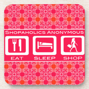 Pink Funny Shopaholic Eat Sleep Shop Award Untersetzer
