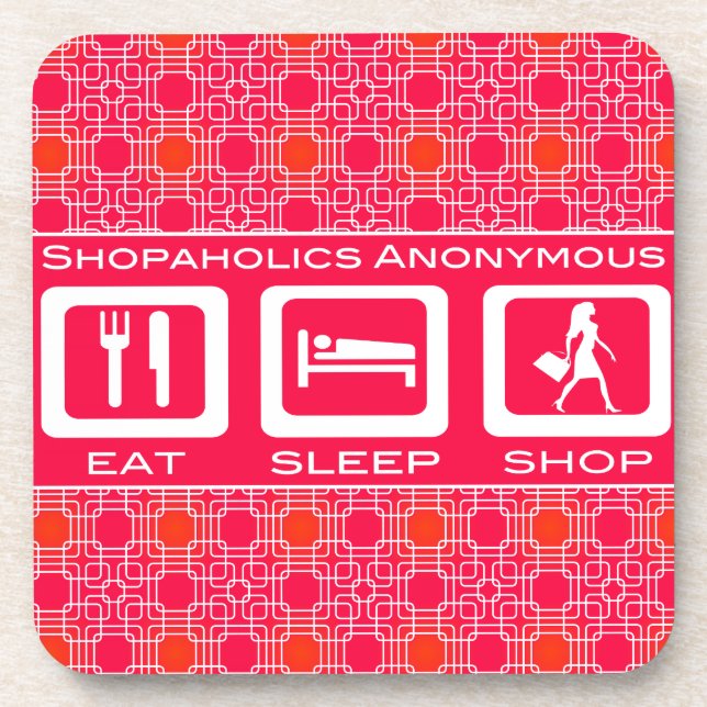 Pink Funny Shopaholic Eat Sleep Shop Award Untersetzer (Vorderseite)