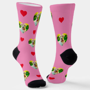 Pink für das Muster "Begleiter und Herz" Socken