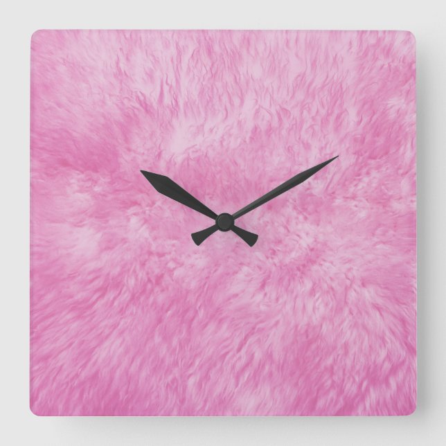 Pink Fur Frenzy Quadratische Wanduhr (Vorderseite)