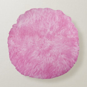 Pink Fur Frenzy Round Kissen