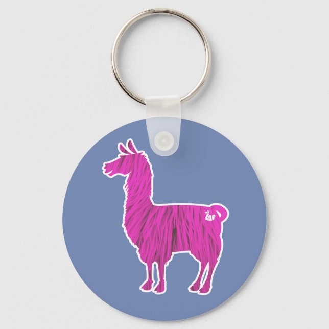 Pink Furry Llama Schlüsselanhänger (Vorderseite)