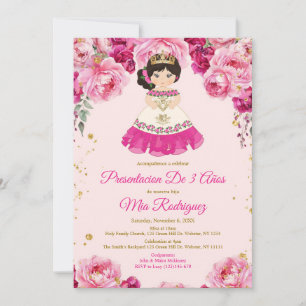 Pink Fuschia Blume Presentación De Tres Años Einladung