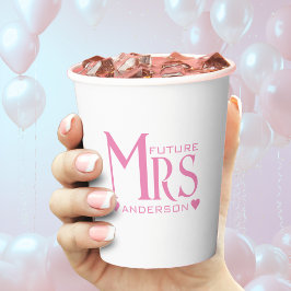 Pink Future Mrs. Engagement Party Brautparty Pappbecher