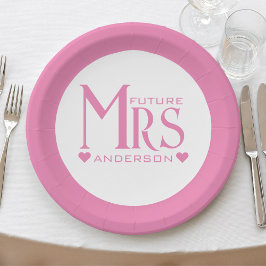 Pink Future Mrs. Engagement Party Brautparty Pappteller