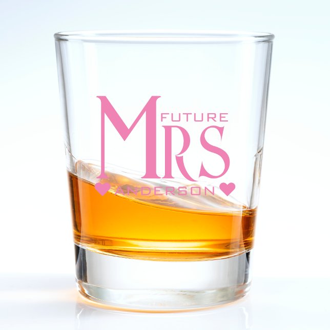 Pink Future Mrs. Engagement Party Brautparty Schnapsglas (pink heart future mrs bride wedding engagement shot glass)