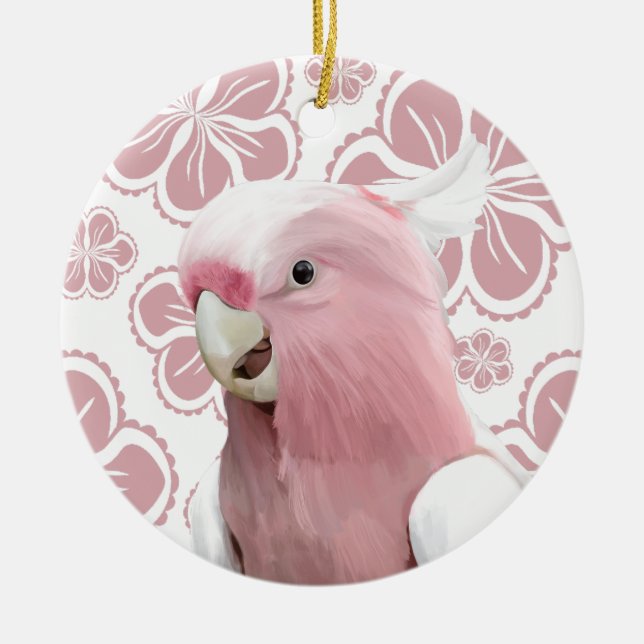 Pink Galah Cockatoo Keramik Ornament (Vorne)