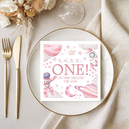 Pink Galaxy First Trip Around the Sun Napkin Serviette