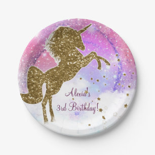Pink Galaxy Magical Unicorn Sparkle Geburtstagspar Pappteller