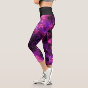 Pink-Galaxy-Nebel-Stangenraum Capri Leggings