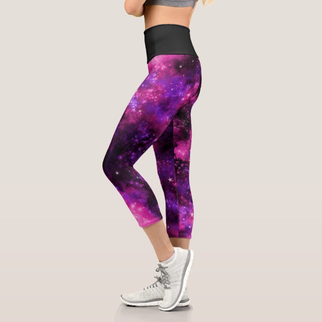 Pink-Galaxy-Nebel-Stangenraum Capri Leggings (Links)