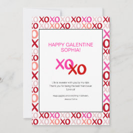 Pink Galentine's Day XOXO Moderner Name Feiertagskarte
