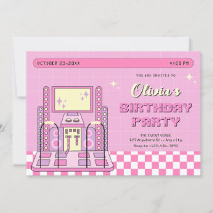 Pink Game Player Arcade Dance Machine Geburtstag Einladung