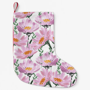Pink Garden Blume: HandGezeichnet Nahtlos. Kleiner Weihnachtsstrumpf