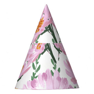 Pink Garden Blume: HandGezeichnet Nahtlos. Partyhütchen