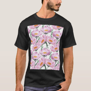 Pink Garden Blume: HandGezeichnet Nahtlos. T-Shirt