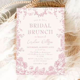 Pink Garden Chinoiserie Bridal Brunch Einladung