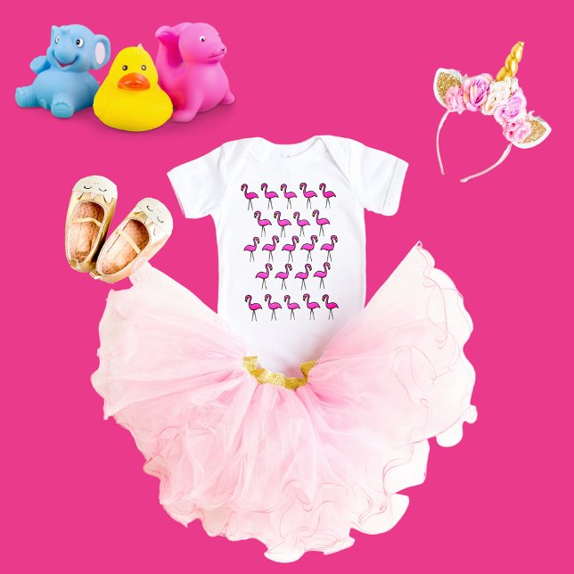 Pink Garden Flamingo Pattern Baby Jersey Bodysuit Strampler (Pink Flamingo Pattern Toddler Bodysuit)