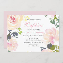 Pink Garden Floral Girls Taufe Christening Einladung