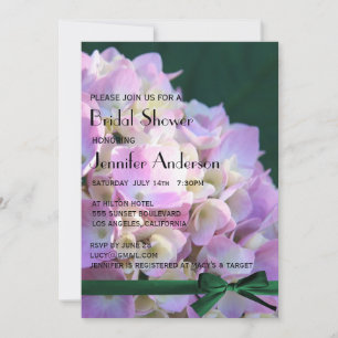 ©Pink Garden Hydrangeas Ribbon Brautparty Einladung