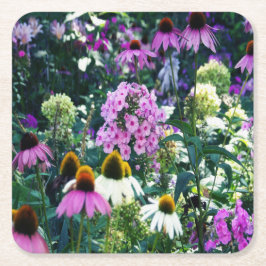 Pink Garden Phlox Landschaft mit Kone-Blume Rechteckiger Pappuntersetzer