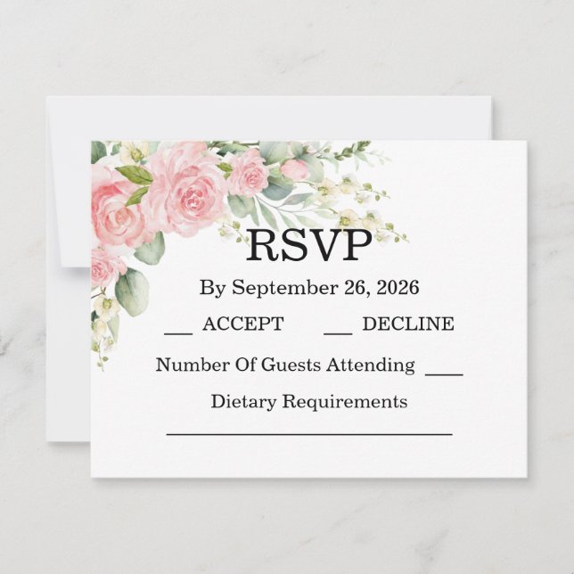 Pink Garden Rose Hochzeit RSVP Karte (Vorderseite)