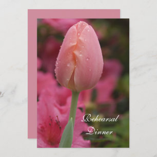 Pink Garden Tulip Hochzeit Probe Dinner einladen Einladung