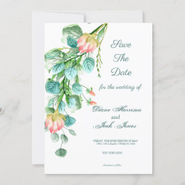 Pink Garden Wassercolor Bouquet Save the Date Einladung