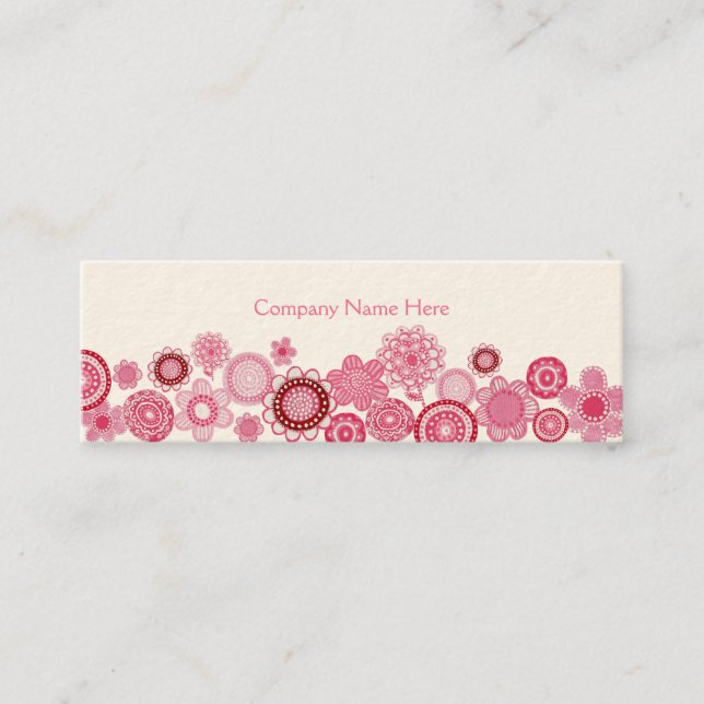 Pink Garden White Skinny Business Visitenkarte (Vorderseite)