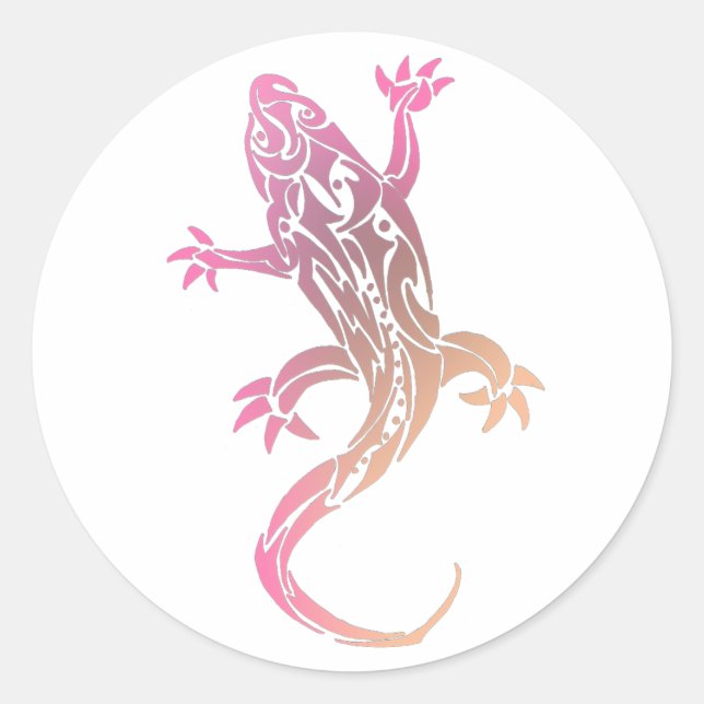 Pink Gecko Tattoo Runder Aufkleber (Vorderseite)