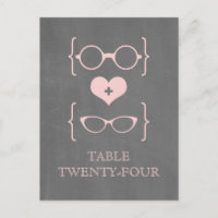 Pink Geeky Glasses Chalkboard Table Postkarte