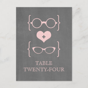 Pink Geeky Glasses Chalkboard Table Postkarte