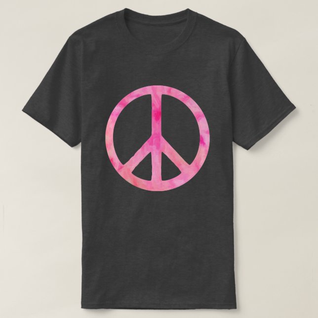 Pink Gefärbte Krawatte Friedenssymbol T-Shirt (Design vorne)
