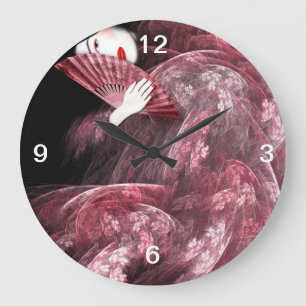 Pink Geisha Clock Große Wanduhr