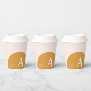 Pink & Gelb Farbblock Business Custom-Kaffeetass Pappbecher