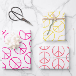 Pink Gelb Orange Friedenszeichen Geschenkverpackun Geschenkpapier Set