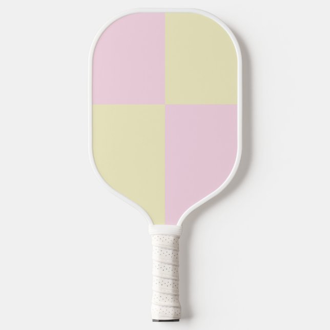 Pink-Gelb-Rosa-Schachbrett-Muster Pickleball Schläger (Vorderseite)