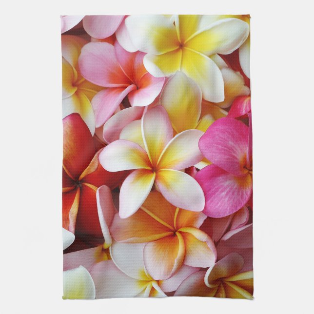 Pink-Gelb-Weiß-Mixed-Plumeria-Blume Handtuch (Vertikal)