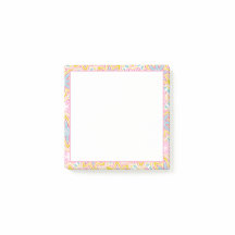 Pink-gelbe Blume-Muster Postit-Hinweise