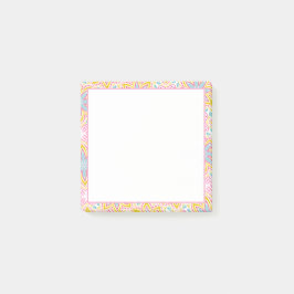 Pink-gelbe Blume-Muster Postit-Hinweise Post-it Klebezettel