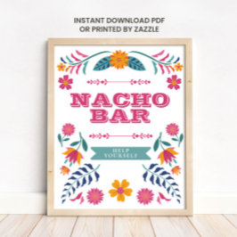 Pink Gelbe Mexikanische Fiesta Nacho-Bar-Schild Poster