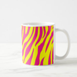 Pink-gelbe wildes Tier-Druckzebra-Streifen Tasse