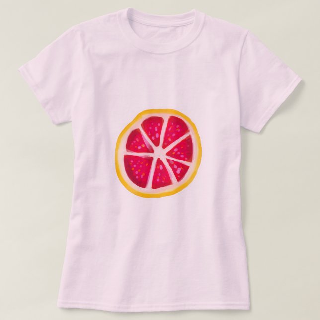 Pink-gelbe Zitrusfrucht-Pampelmusen-Scheibe T-Shirt (Design vorne)