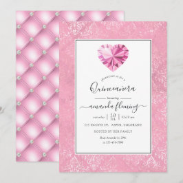 Pink Gemstone Quinceañera Einladung