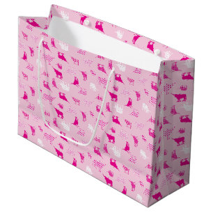 Pink Gemustertes Langornmuster Große Geschenktüte