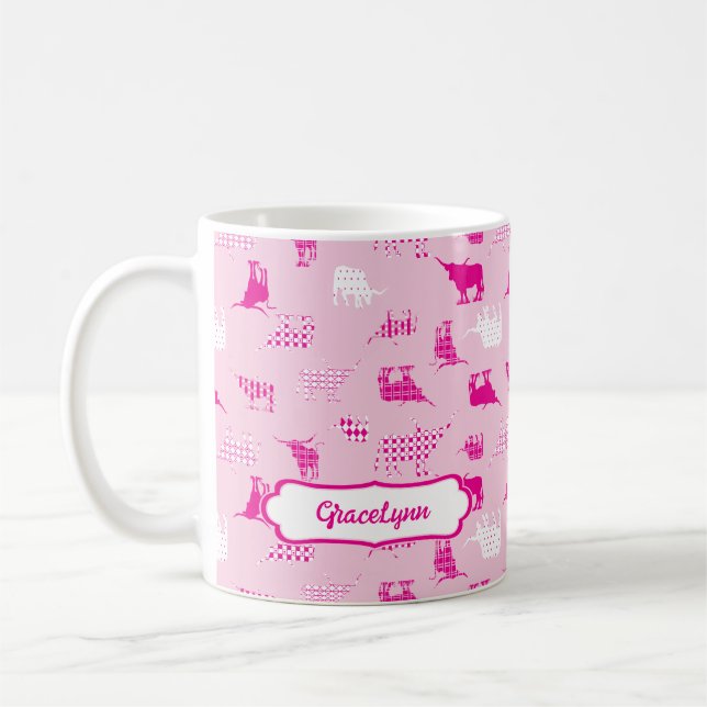 Pink Gemustertes Langornmuster Kaffeetasse (Links)