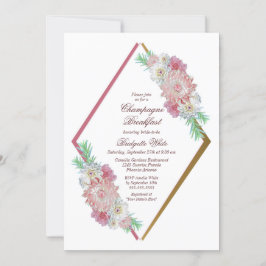 Pink Geometric Floral Champagne Frühstück Einladung